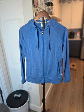 Polyester blend full-zip hoodie, women's athletic sweatshirt